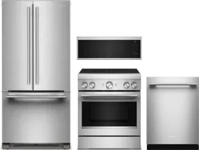 4 Piece Package Includes Refrigerator, Range, Microwave And Dishwasher