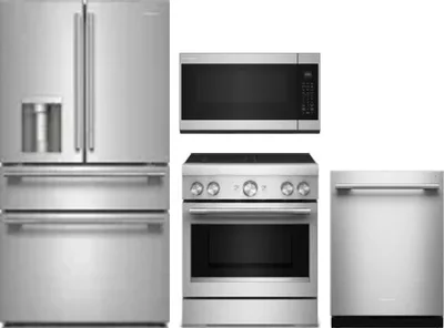 4 Piece Package Includes Refrigerator, Range, Microwave And Dishwasher