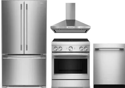 4 Piece Package Includes Refrigerator, Range, Hood And Dishwasher