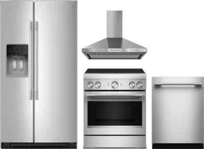 4 Piece Package Includes Refrigerator, Range, Hood And Dishwasher