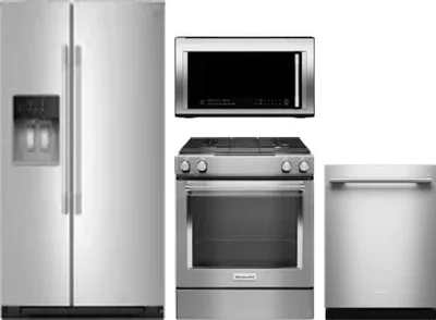 4 Piece Package Includes Refrigerator, Range, Microwave And Dishwasher