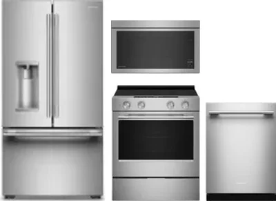 4 Piece Package Includes Refrigerator, Range, Microwave And Dishwasher