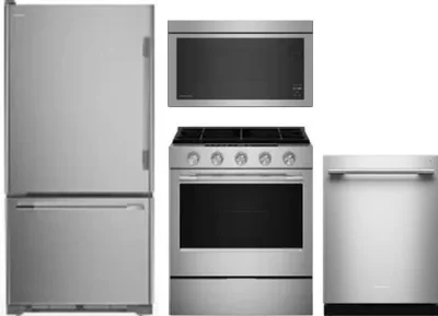 4 Piece Package Includes Refrigerator, Range, Microwave And Dishwasher