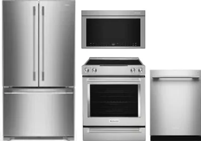 4 Piece Package Includes Refrigerator, Range, Microwave And Dishwasher
