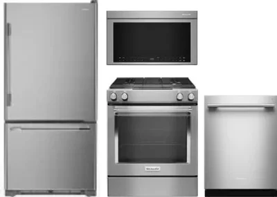 4 Piece Package Includes Refrigerator, Range, Microwave And Dishwasher