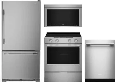 4 Piece Package Includes Refrigerator, Range, Microwave And Dishwasher