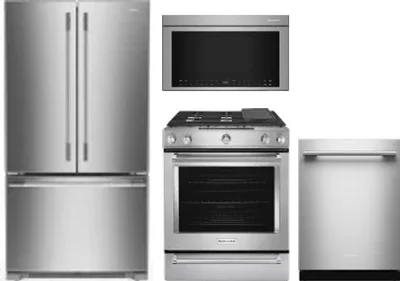 4 Piece Package Includes Refrigerator, Range, Microwave And Dishwasher