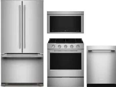 4 Piece Package Includes Refrigerator, Range, Microwave And Dishwasher