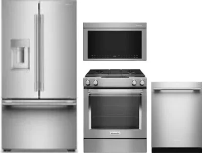 4 Piece Package Includes Refrigerator, Range, Microwave And Dishwasher