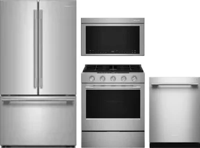 4 Piece Package Includes Refrigerator, Range, Microwave And Dishwasher