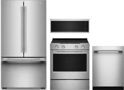 4 Piece Package Includes Refrigerator, Range, Microwave And Dishwasher