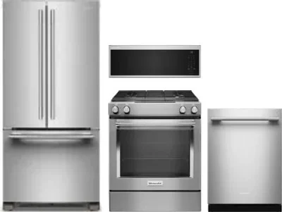 4 Piece Package Includes Refrigerator, Range, Microwave And Dishwasher