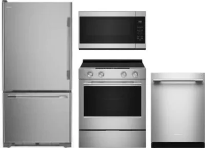 4 Piece Package Includes Refrigerator, Range, Microwave And Dishwasher