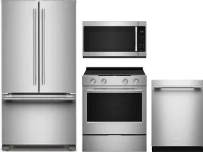 4 Piece Package Includes Refrigerator, Range, Microwave And Dishwasher