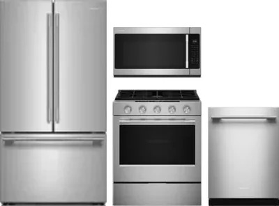 4 Piece Package Includes Refrigerator, Range, Microwave And Dishwasher
