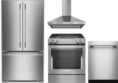 4 Piece Package Includes Refrigerator, Range, Hood And Dishwasher