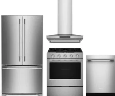 4 Piece Package Includes Refrigerator, Range, Hood And Dishwasher