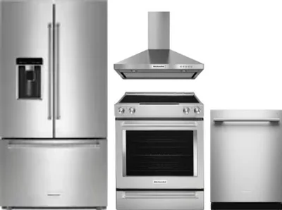 4 Piece Package Includes Refrigerator, Range, Hood And Dishwasher