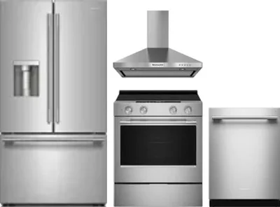 4 Piece Package Includes Refrigerator, Range, Hood And Dishwasher