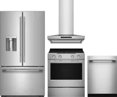 4 Piece Package Includes Refrigerator, Range, Hood And Dishwasher