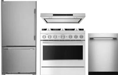 4 Piece Package Includes Refrigerator, Range, Hood And Dishwasher