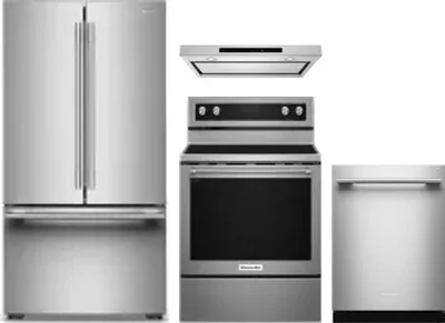 4 Piece Package Includes Refrigerator, Range, Hood And Dishwasher