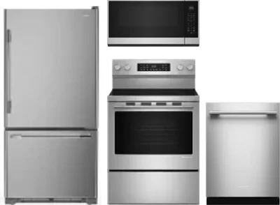 4 Piece Package Includes Refrigerator, Range, Microwave And Dishwasher