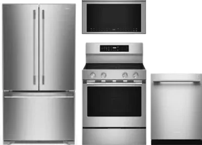 4 Piece Package Includes Refrigerator, Range, Microwave And Dishwasher