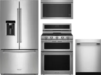 4 Piece Package Includes Refrigerator, Range, Microwave And Dishwasher