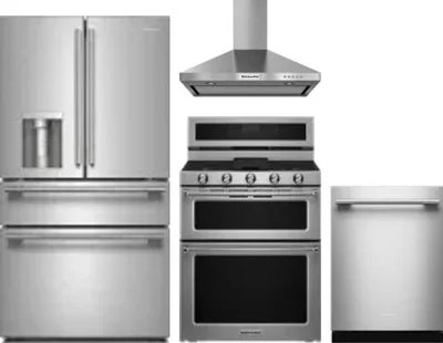 4 Piece Package Includes Refrigerator, Range, Hood And Dishwasher
