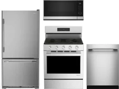4 Piece Package Includes Refrigerator, Range, Microwave And Dishwasher