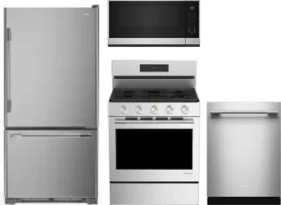 4 Piece Package Includes Refrigerator, Range, Microwave And Dishwasher