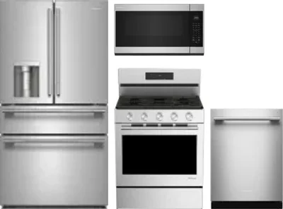 4 Piece Package Includes Refrigerator, Range, Microwave And Dishwasher