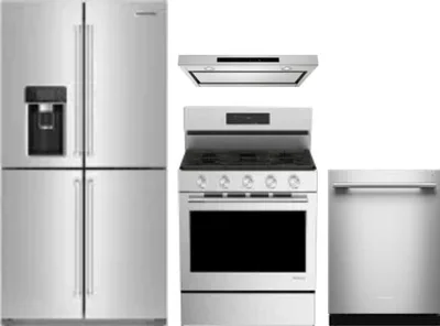4 Piece Package Includes Refrigerator, Range, Hood And Dishwasher