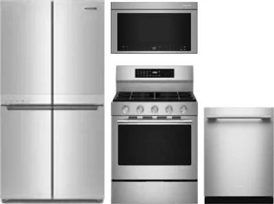 4 Piece Package Includes Refrigerator, Range, Microwave And Dishwasher