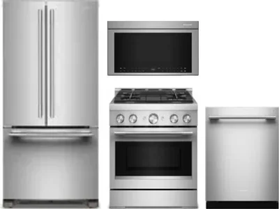 4 Piece Package Includes Refrigerator, Range, Microwave And Dishwasher