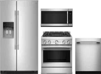 4 Piece Package Includes Refrigerator, Range, Microwave And Dishwasher