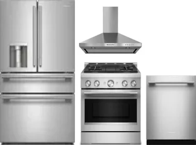 4 Piece Package Includes Refrigerator, Range, Hood And Dishwasher