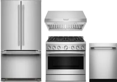 4 Piece Package Includes Refrigerator, Range, Hood And Dishwasher