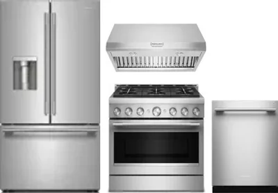 4 Piece Package Includes Refrigerator, Range, Hood And Dishwasher