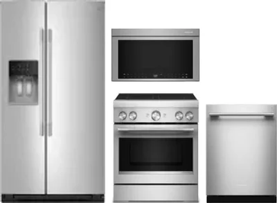 4 Piece Package Includes Refrigerator, Range, Microwave And Dishwasher