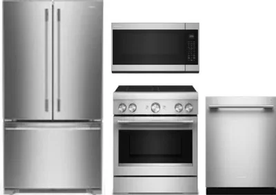4 Piece Package Includes Refrigerator, Range, Microwave And Dishwasher