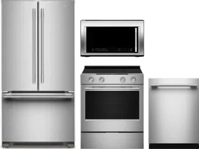 4 Piece Package Includes Refrigerator, Range, Microwave And Dishwasher