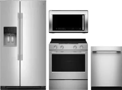 4 Piece Package Includes Refrigerator, Range, Microwave And Dishwasher