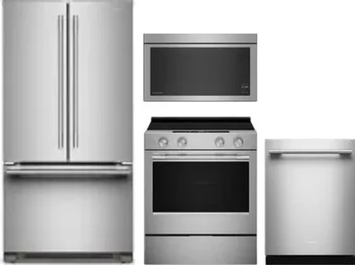 4 Piece Package Includes Refrigerator, Range, Microwave And Dishwasher