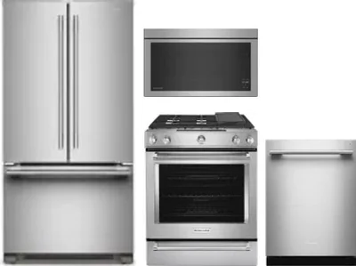 4 Piece Package Includes Refrigerator, Range, Microwave And Dishwasher