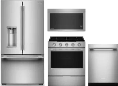 4 Piece Package Includes Refrigerator, Range, Microwave And Dishwasher