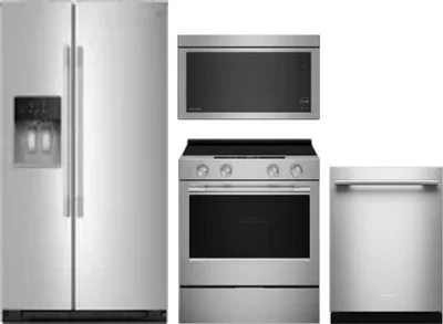 4 Piece Package Includes Refrigerator, Range, Microwave And Dishwasher
