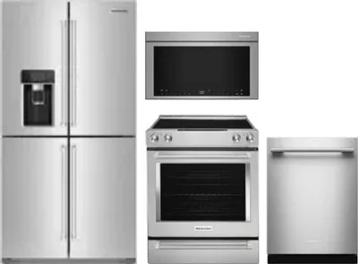 4 Piece Package Includes Refrigerator, Range, Microwave And Dishwasher