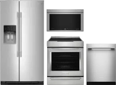 4 Piece Package Includes Refrigerator, Range, Microwave And Dishwasher